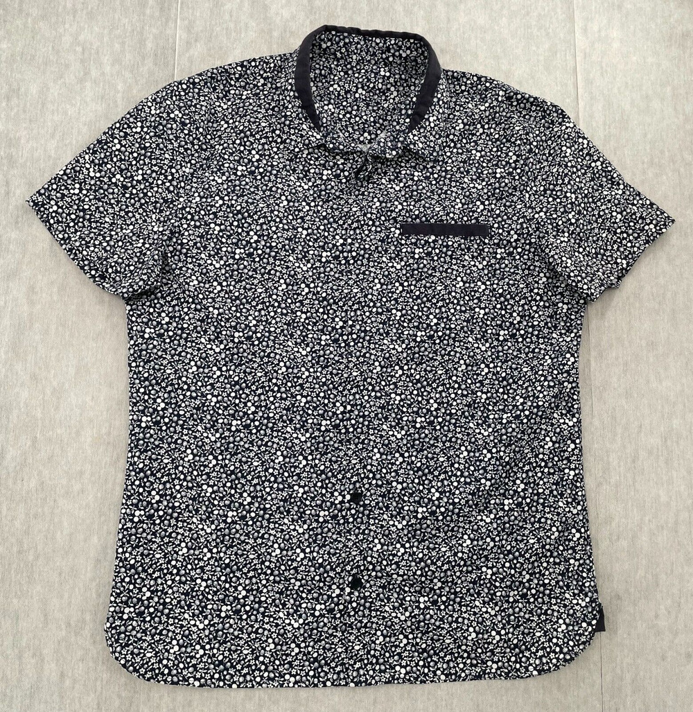 Lululemon Shirt Adult Medium Blue White Floral Short Sleeve Button Up Mens M